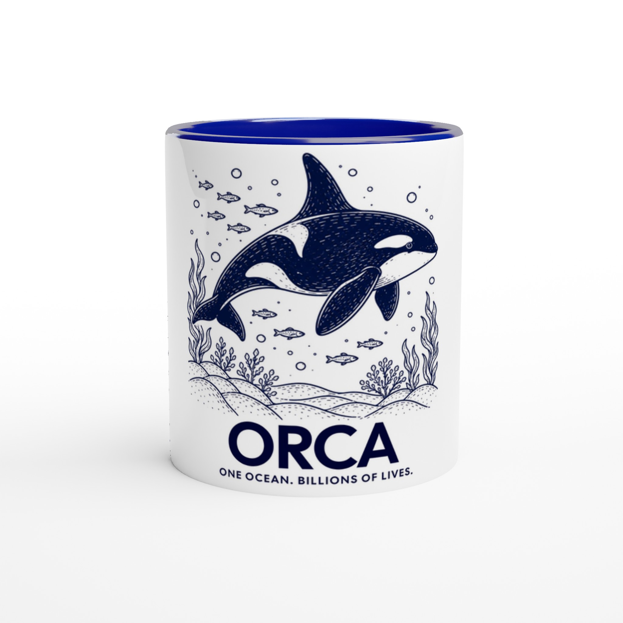 White 11oz Ceramic Mug with Colour Inside | Orca 4 b6660abc-40a2-4719-9b4a-ddde58224bea