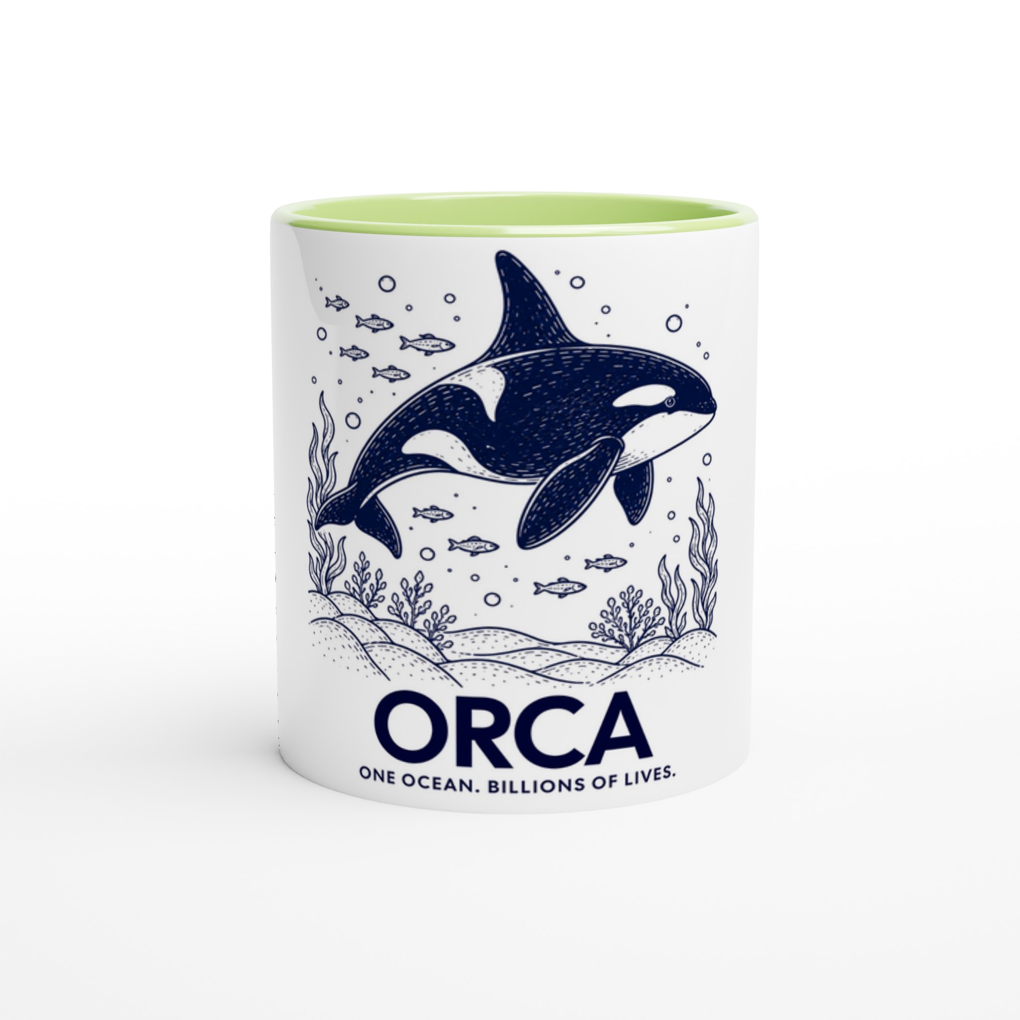 White 11oz Ceramic Mug with Colour Inside | Orca 6 f155d68a-ede8-4b7f-80c4-b7bdfdbdd911